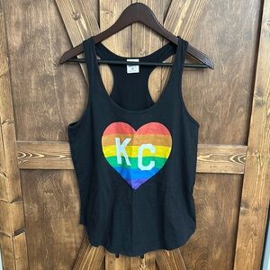 Charlie Hustle Pride Black Heart Rainbow Tank Top- Size Large